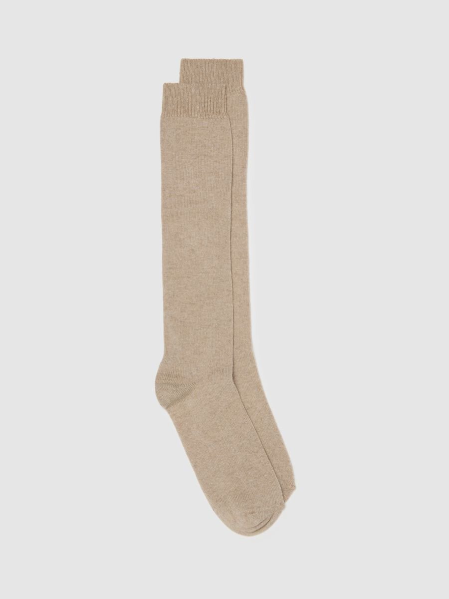 Beige Long Socks_0