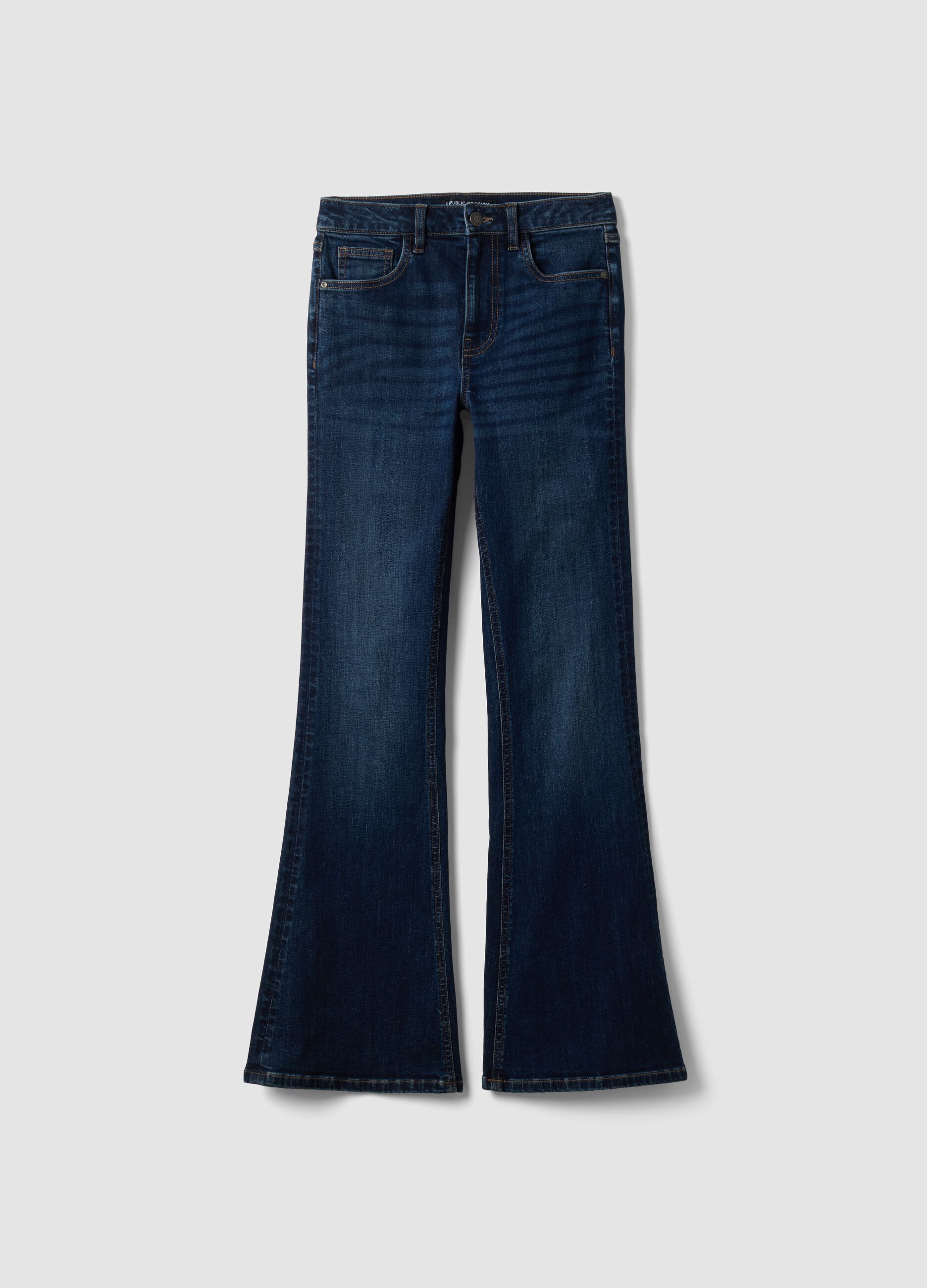 Blue flared stretch-cotton jeans