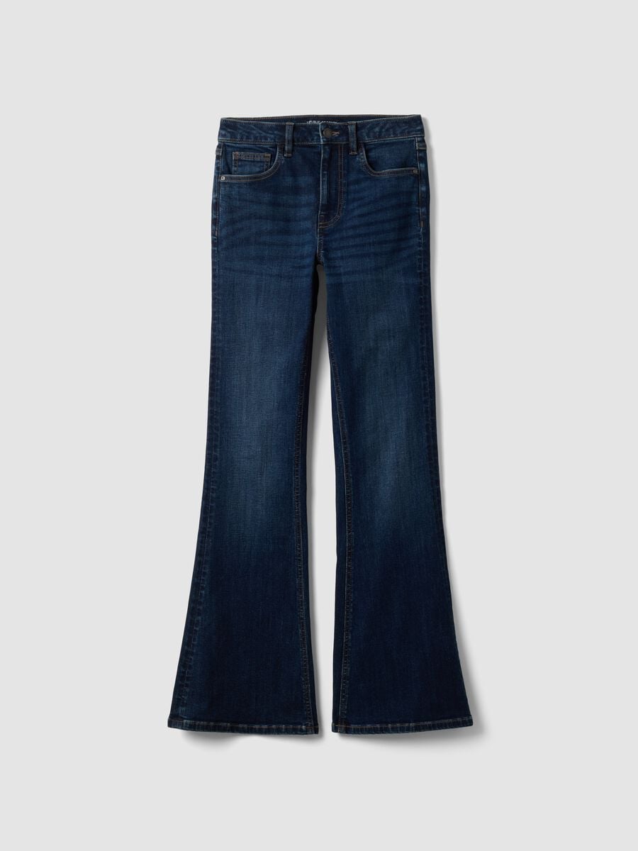 Jeans flare blu in cotone elasticizzato_4