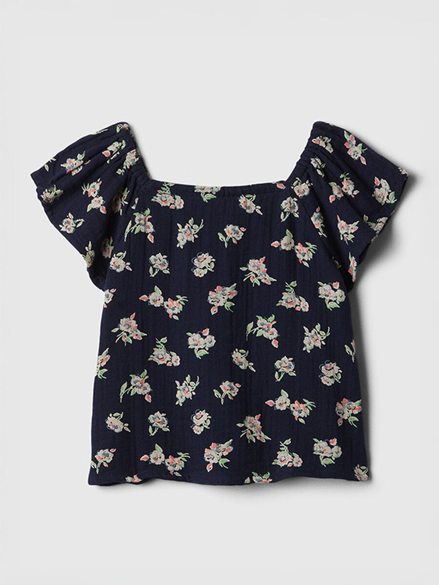 Floral Blouse with Gathered Shoulders_1