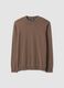 Brown cotton and cashmere blend crew-neck jumper_0