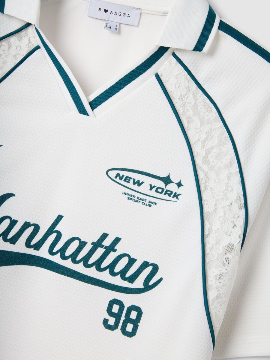 White relaxed fit V-neck t-shirt with sporty details_5