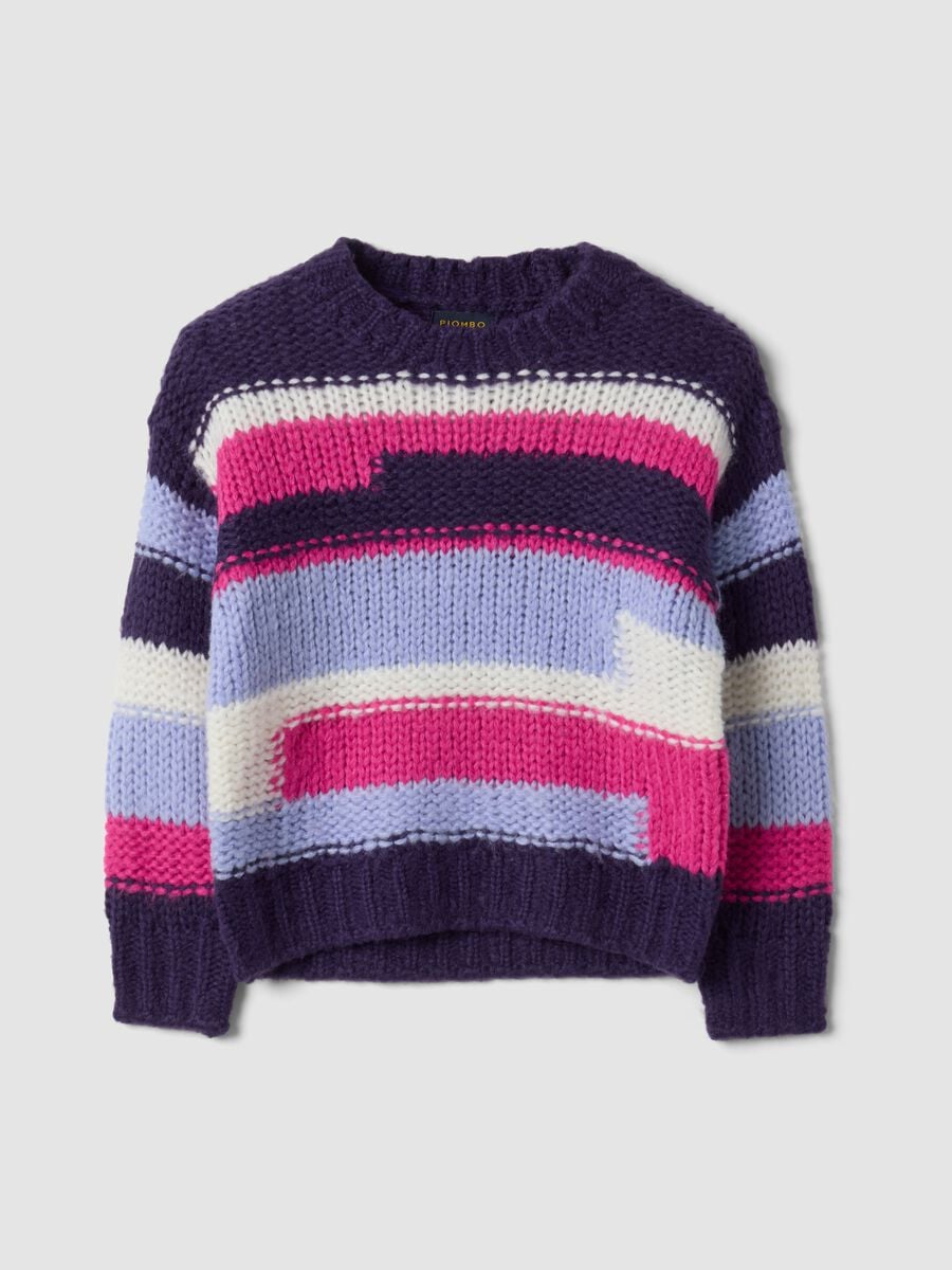 Maglia viola a righe girocollo regular fit_0