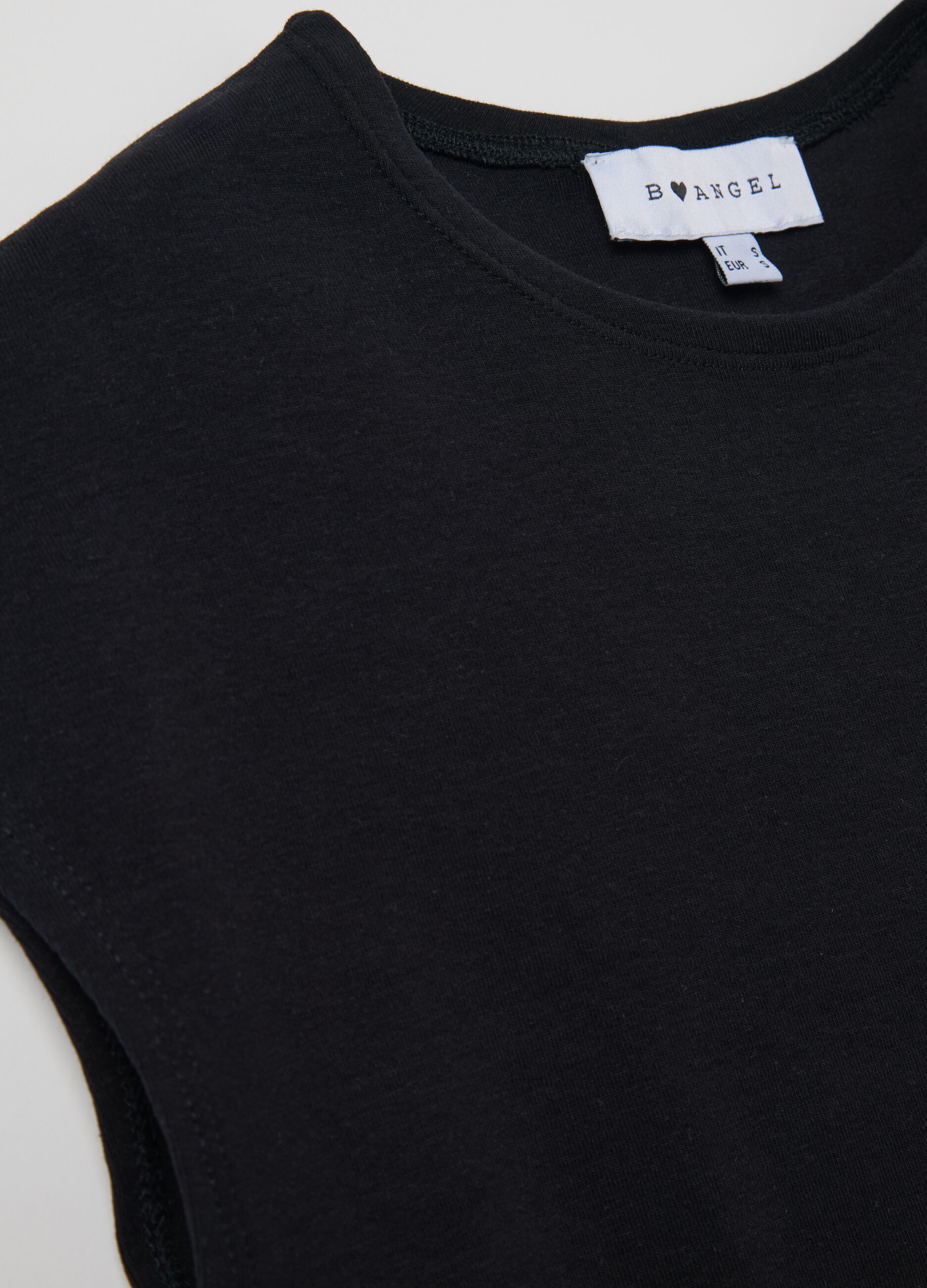 Women’s black fitted vest top in stretch cotton