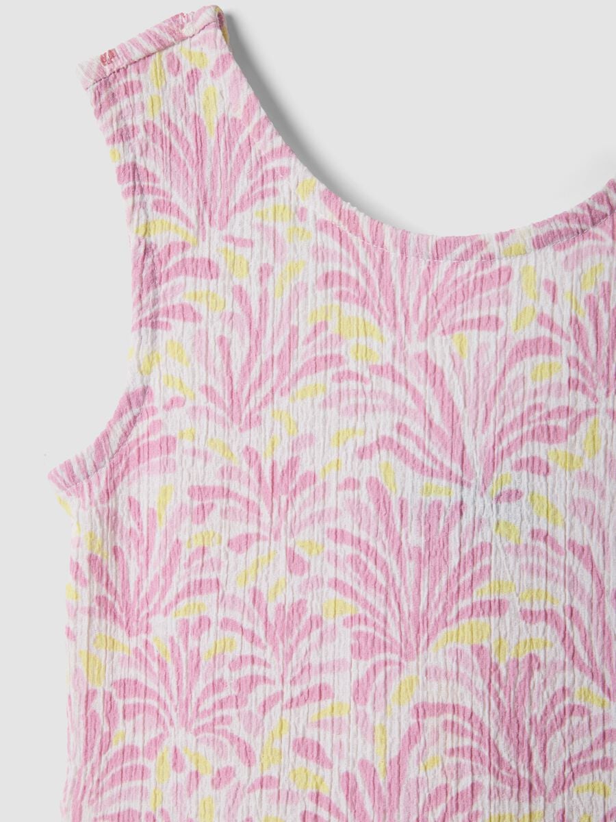 Abito smanicato rosa in tessuto elasticizzato con stampa floreale per bambina_2