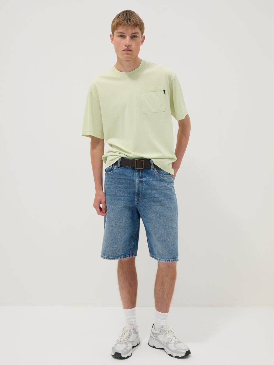 Green pure cotton T-shirt with chest pocket_2