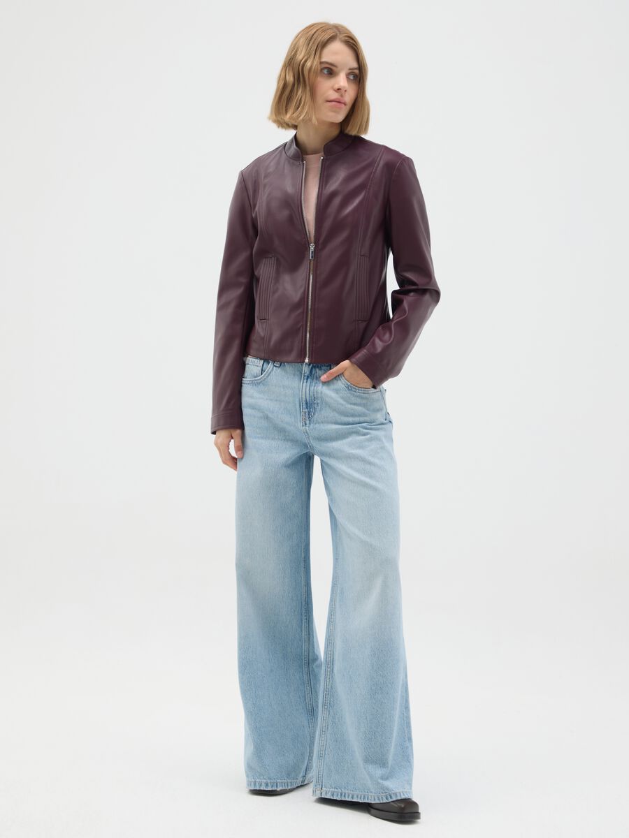 Giubbotto in tessuto marrone slim fit_1