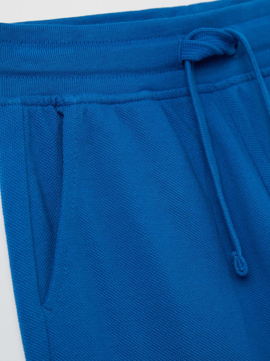 Blue shorts in cotton with drawstring_2