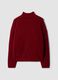 Maglia rossa in lana elasticizzata con collo rialzato_1