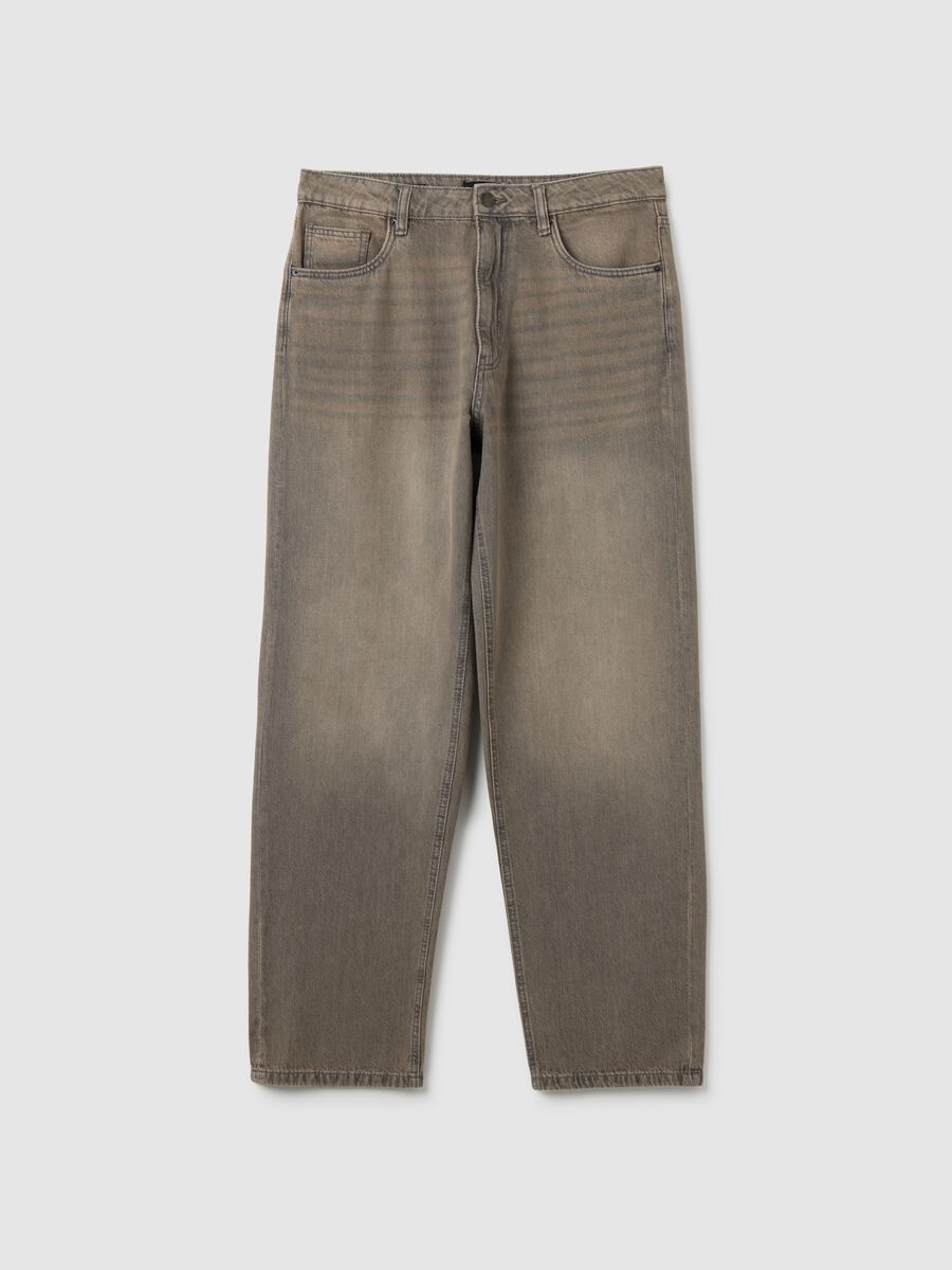 Jeans baggy in puro cotone marroni_0