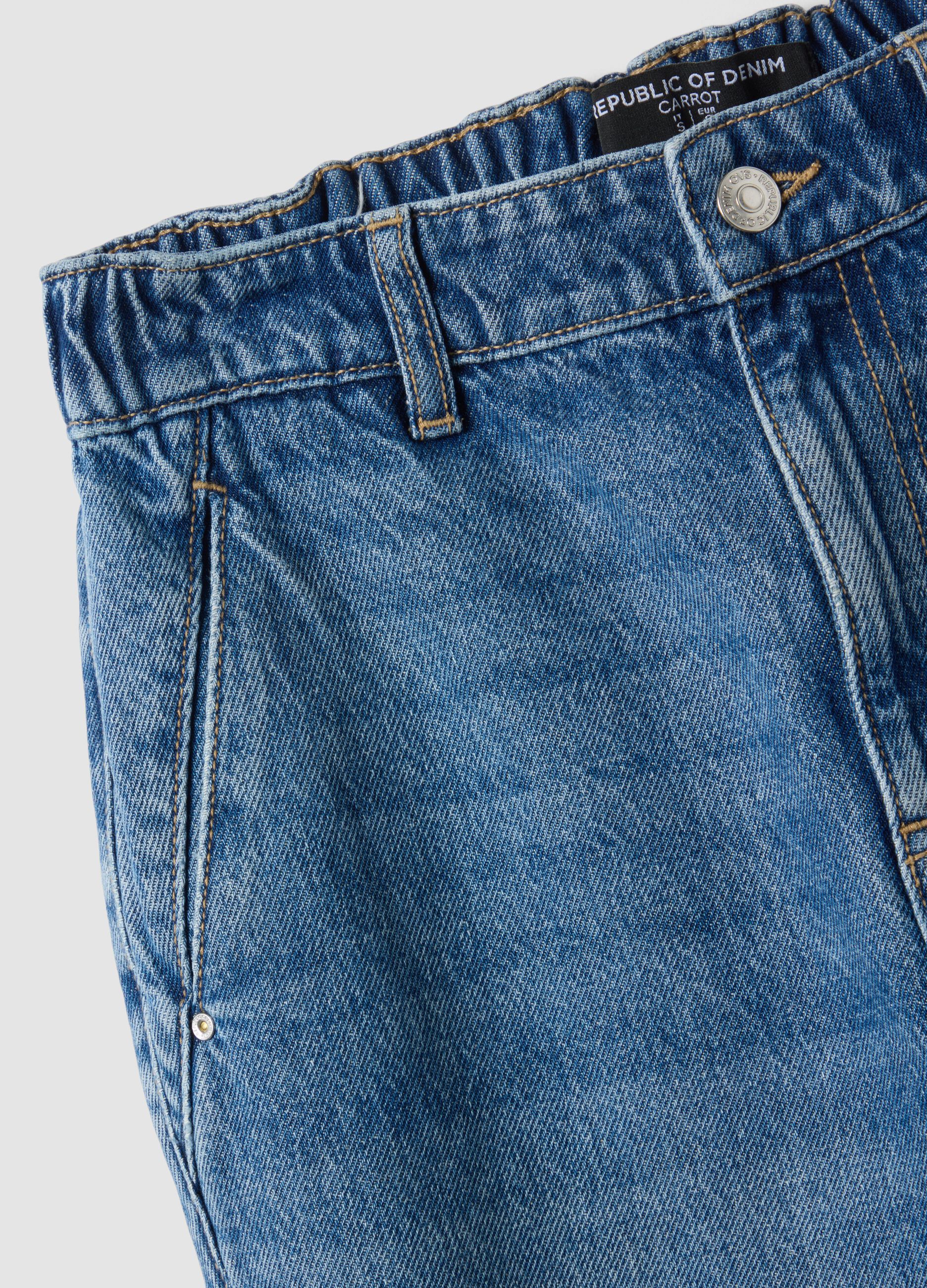 Light blue pure cotton denim carrot-fit jeans