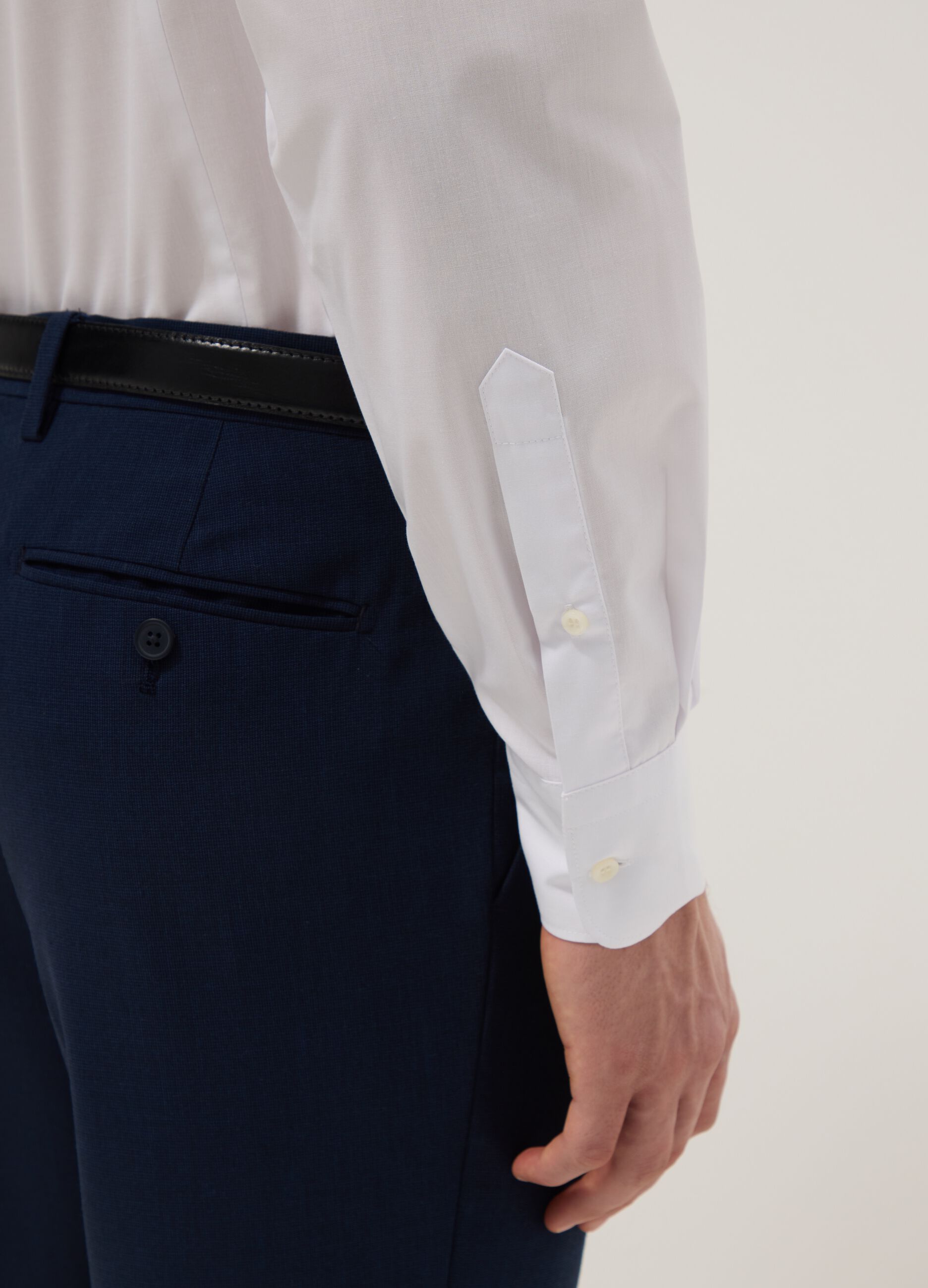 White Slim Fit Long Sleeve Shirt