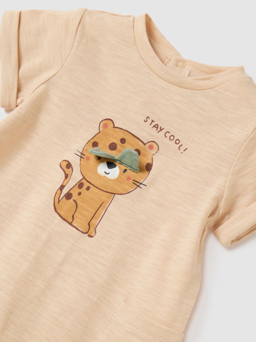 Baby bodysuit in pure beige cotton with print_2