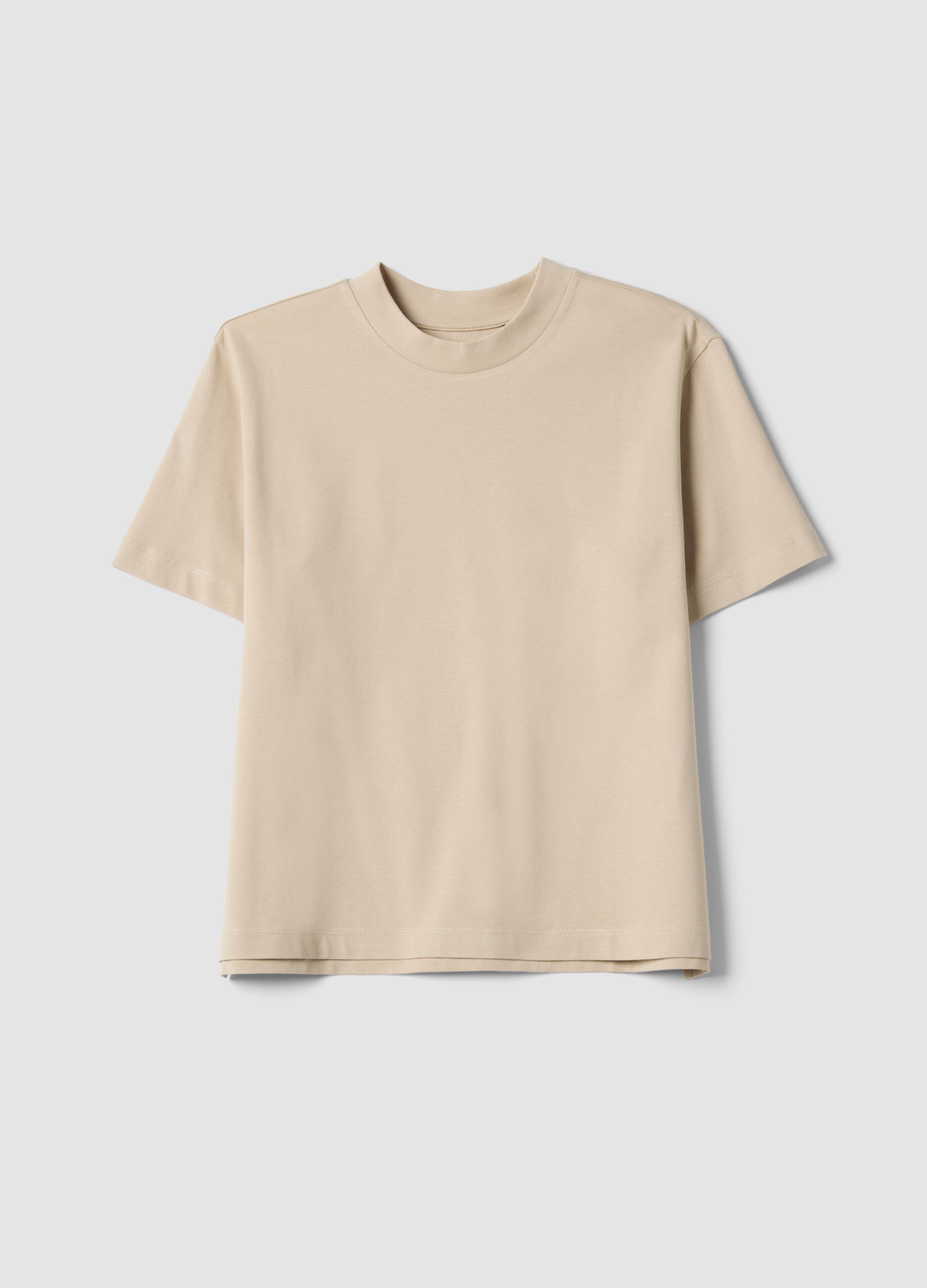 Beige pure cotton regular fit T-shirt