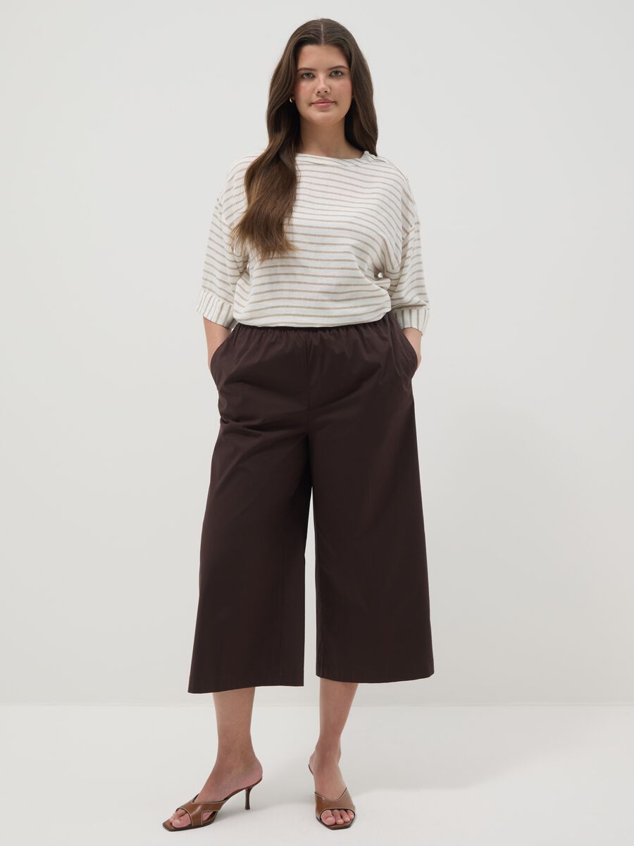 T-shirt in misto lino a righe multicolor regular fit_1