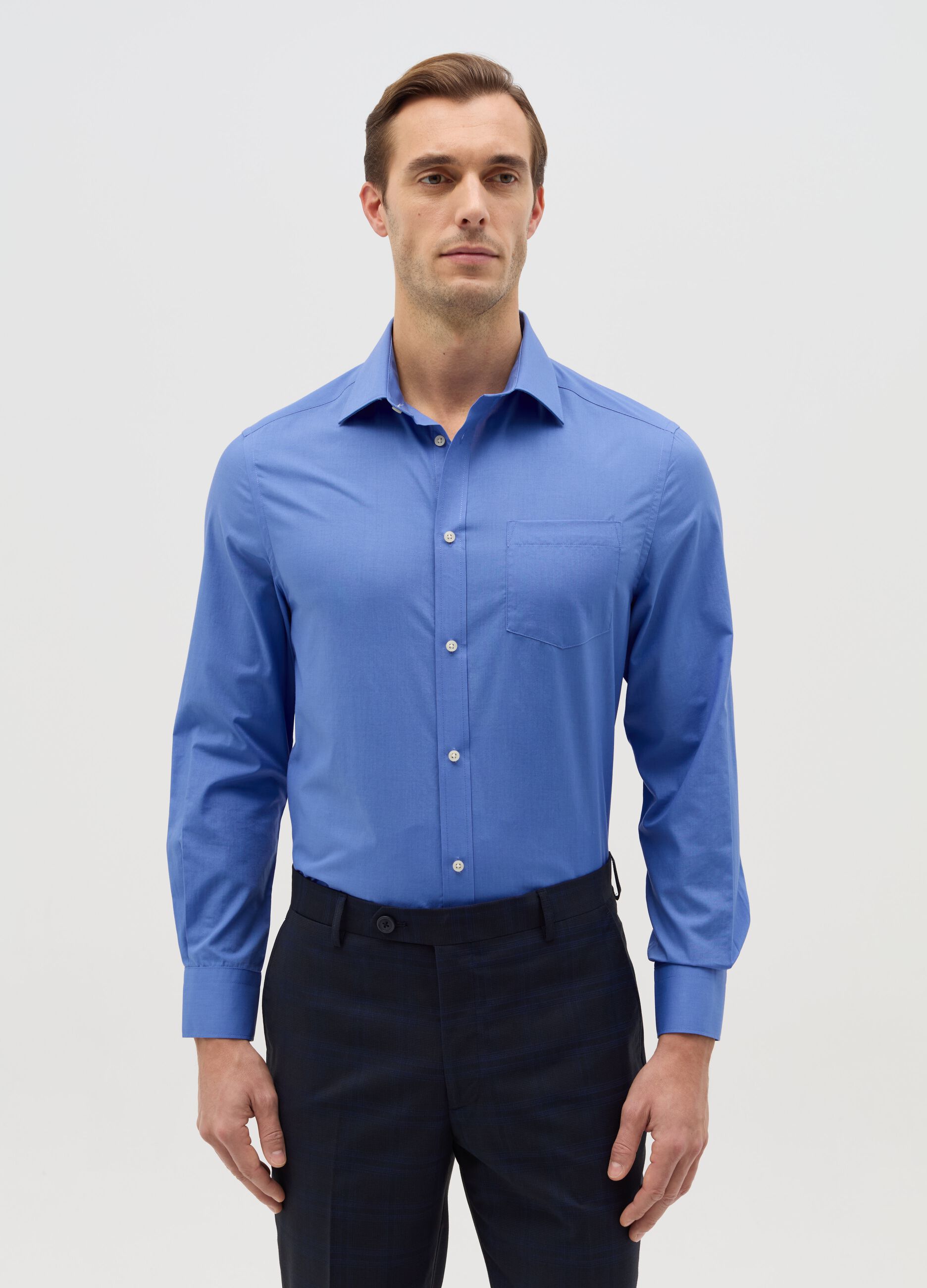Regular-fit easy-iron shirt with pocket