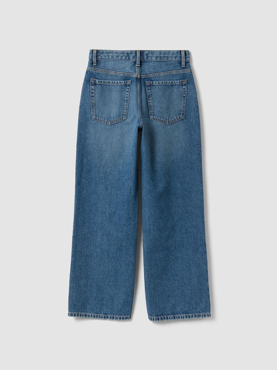 Blue denim pure cotton straight-fit jeans_5