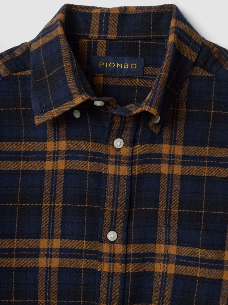 Camicia flanella multicolor a quadri in puro cotone regular fit_1