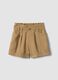 Shorts beige in misto modal con vita elasticizzata paper bag_0