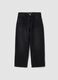Black wide-leg cotton and viscose blend jeans for boys_5