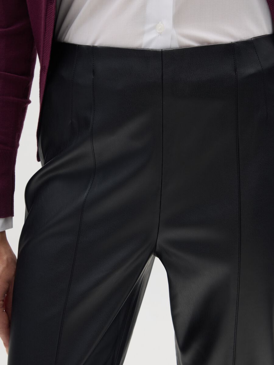 Black Slim Fit Glossy Effect Leggings_3