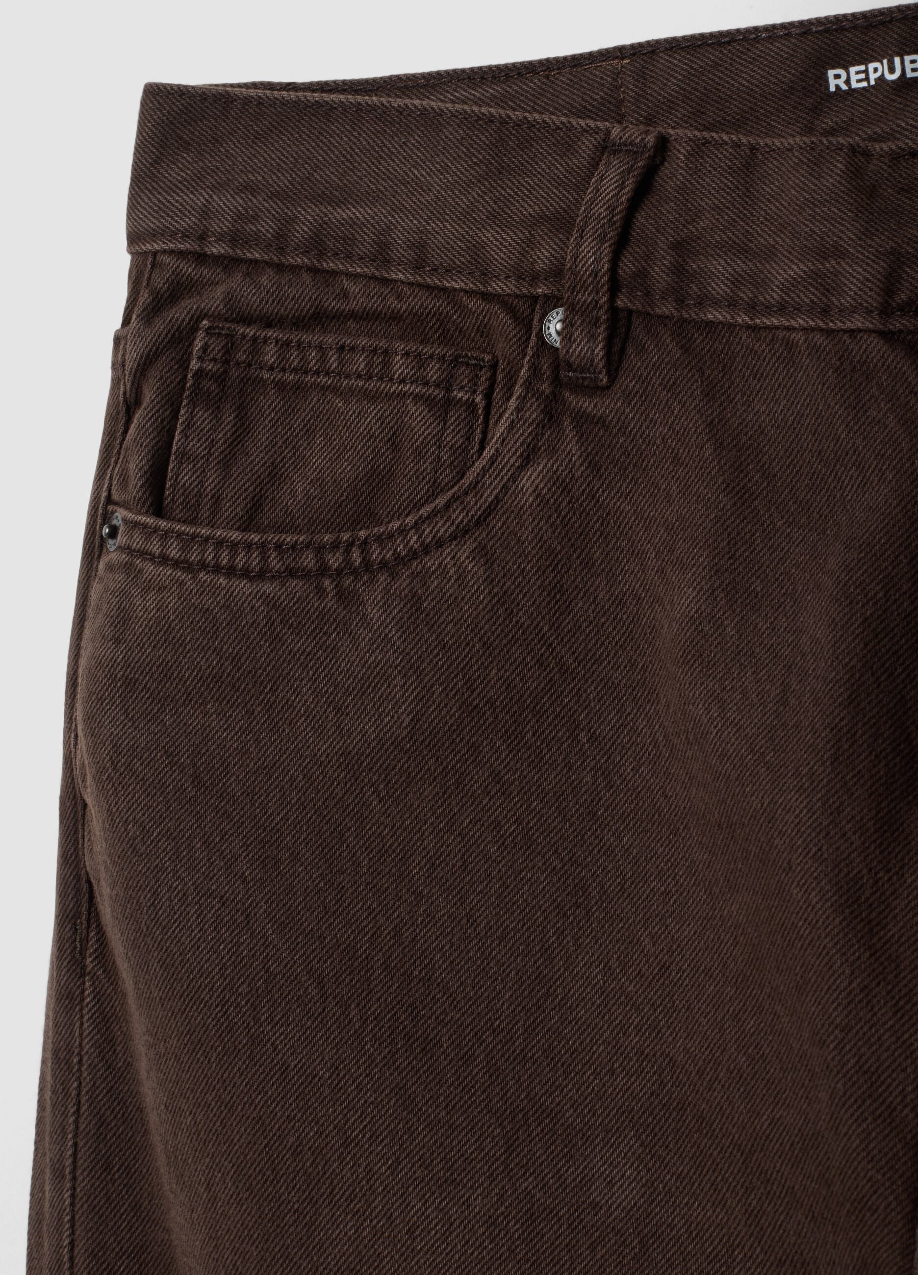 Jeans marroni in puro cotone straight fit