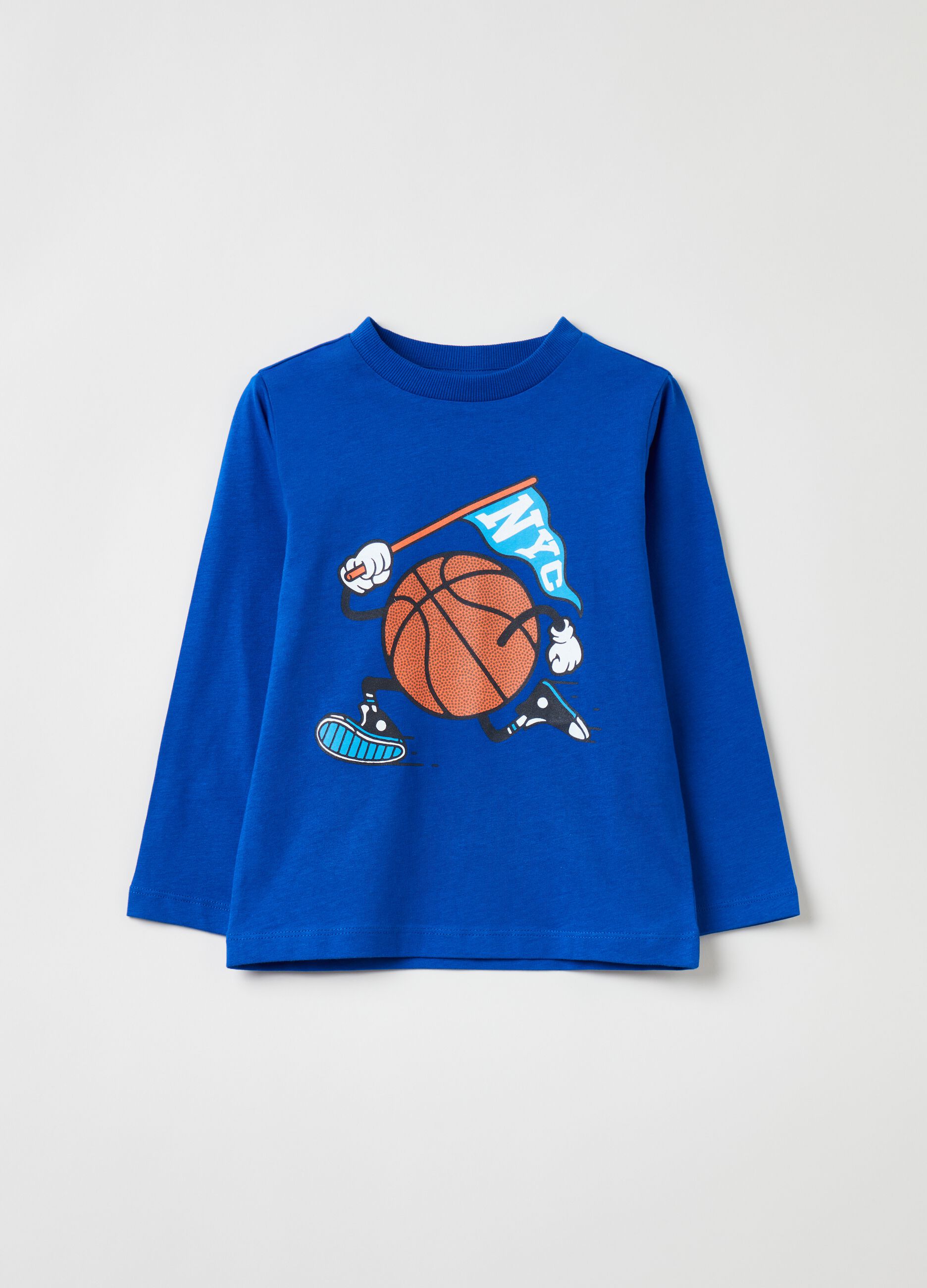 T-shirt a maniche lunghe con stampa pallone_0