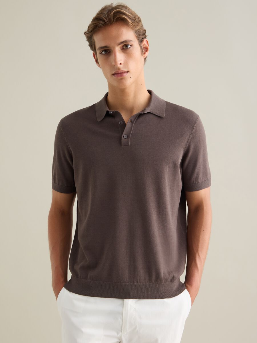 Men's Brown Cotton Blend Polo Regular Fit_0