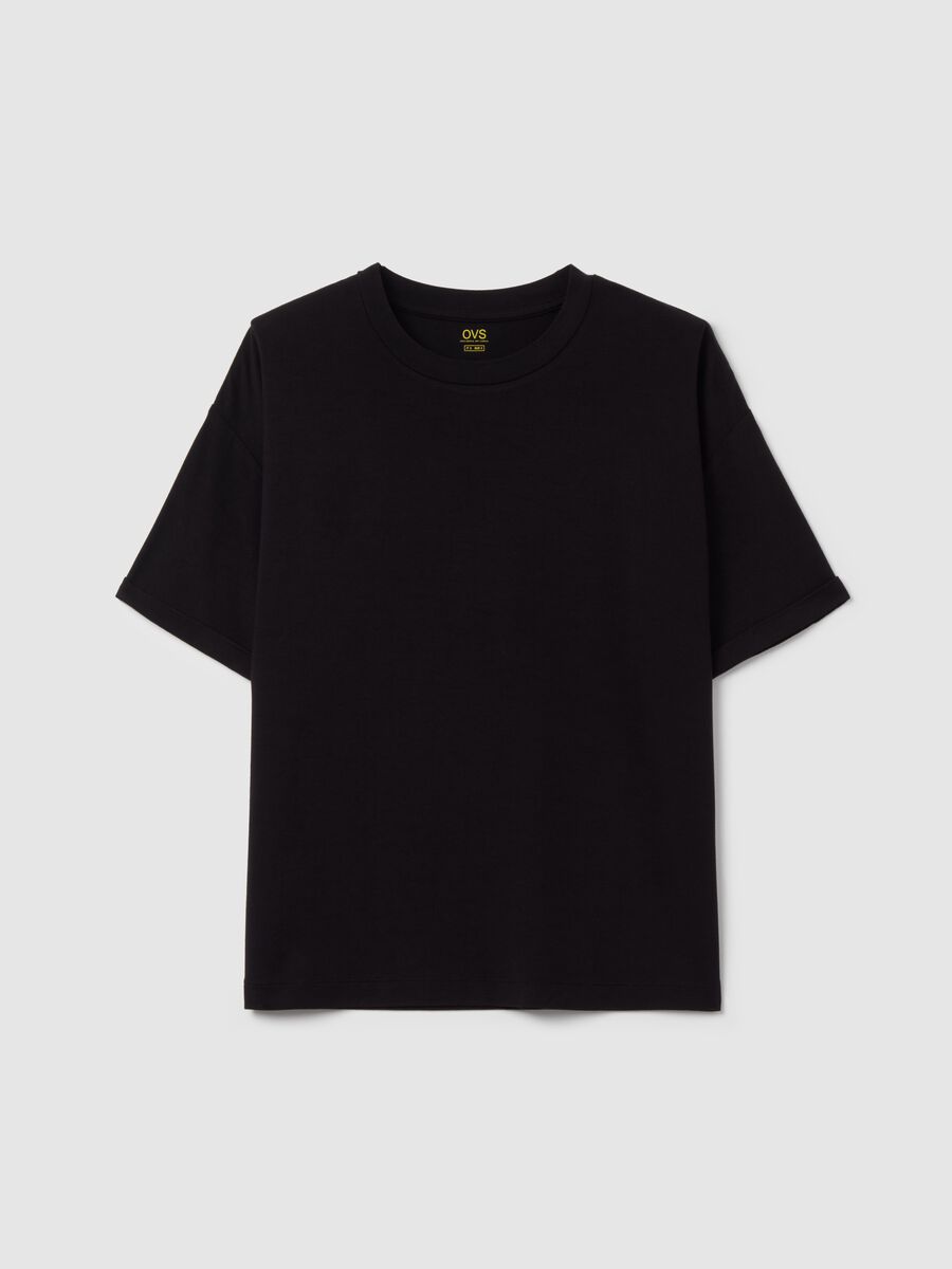 Black T-shirt with kimono sleeves_4