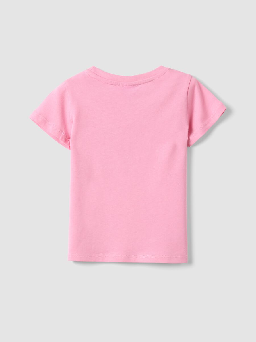 Girls' regular fit pink pure cotton T-shirt with print_1