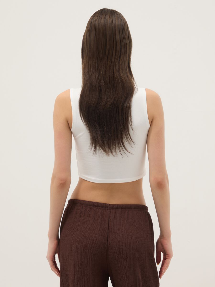 White regular-fit stretch cotton tank top with prints_3