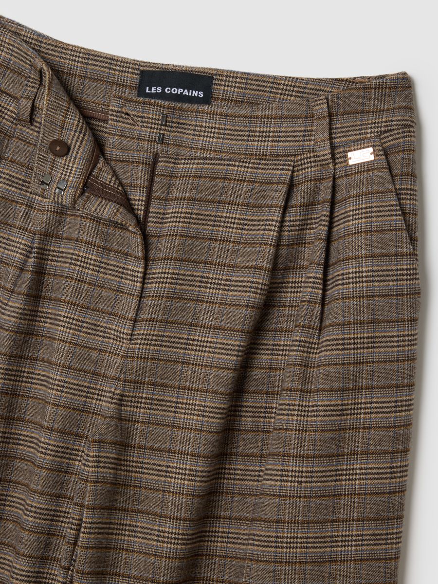 Pantaloni a quadri marroni slim fit_5