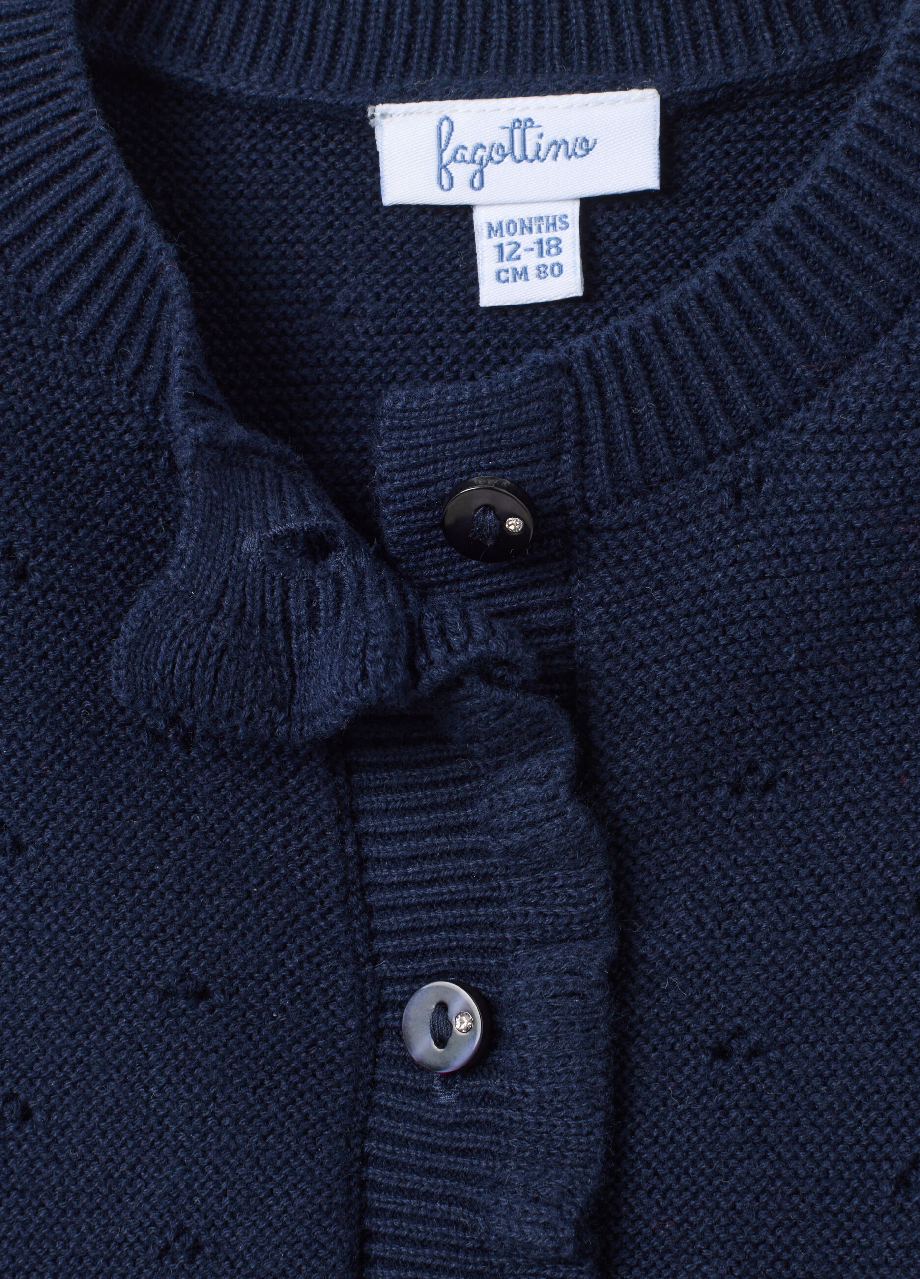 Girls' blue pure cotton cardigan with regular fit