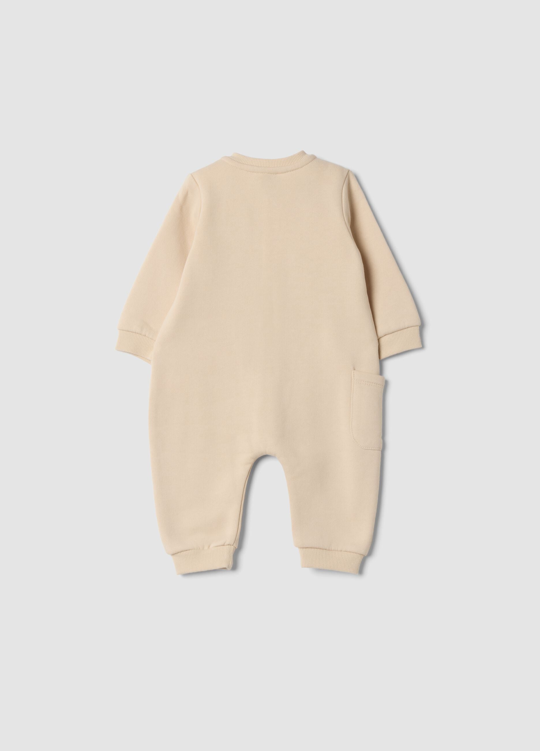 Sand romper in pure organic cotton with buttons and Chip & Dale embroidery