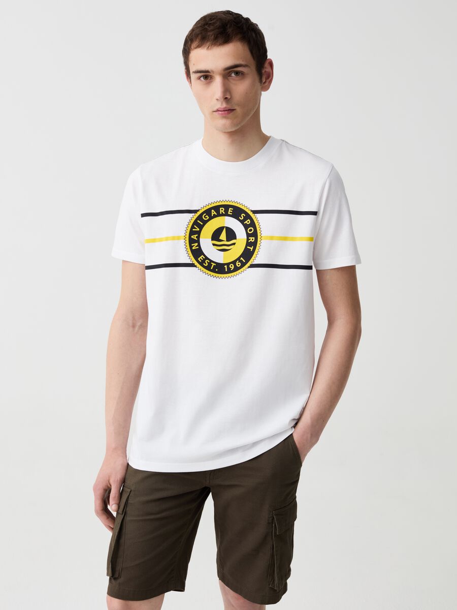 T-shirt a righe stampa Navigare Sport_0