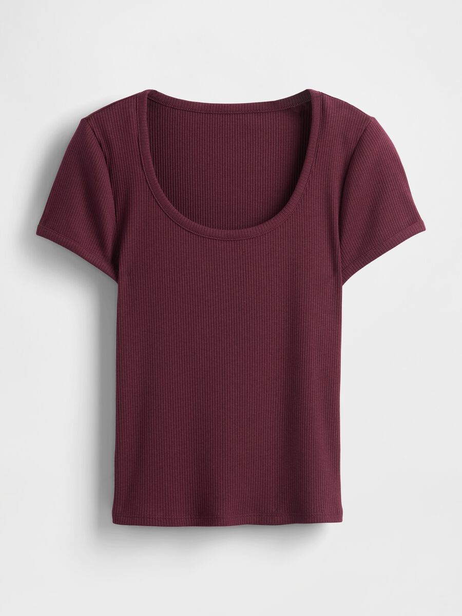 T-shirt viola elasticizzata a maniche corte_3