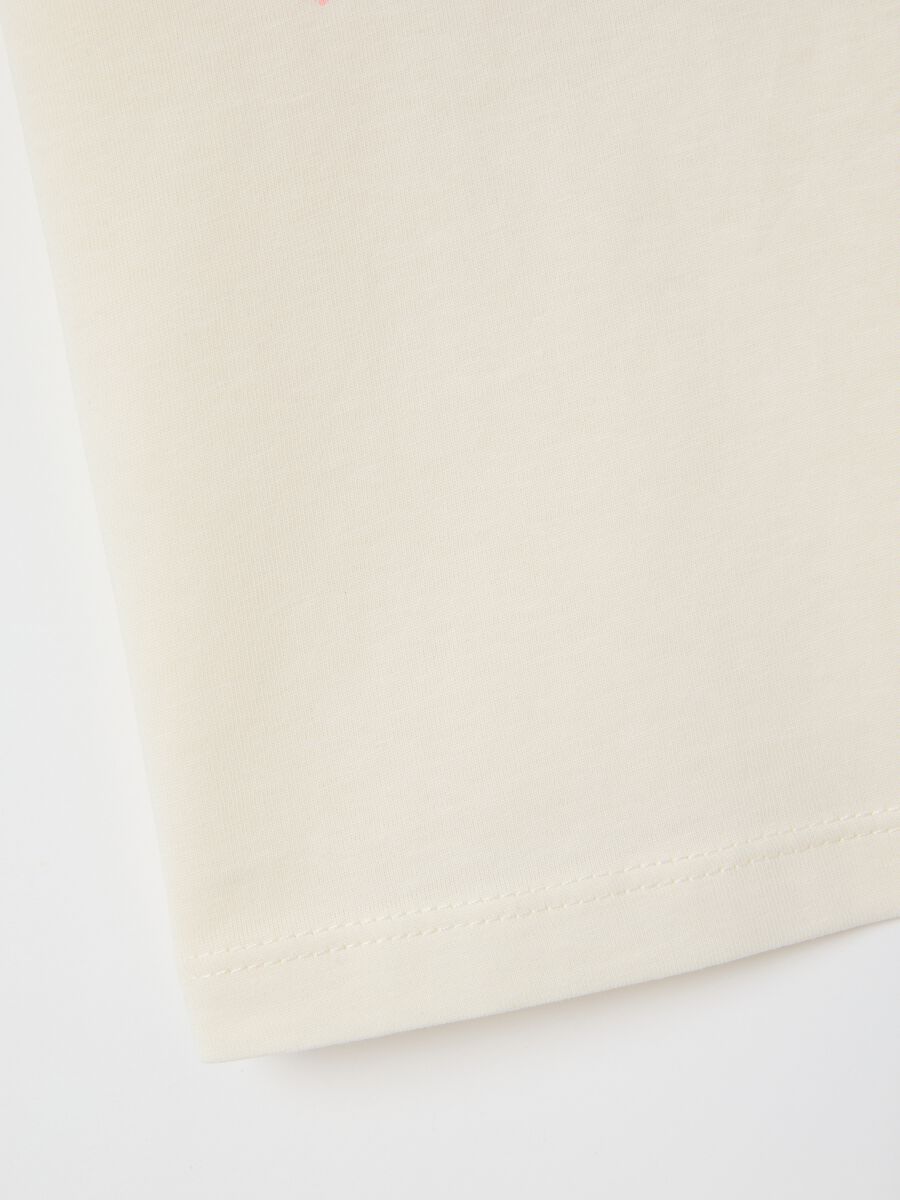 Girls' pure cotton beige regular fit t-shirt_3