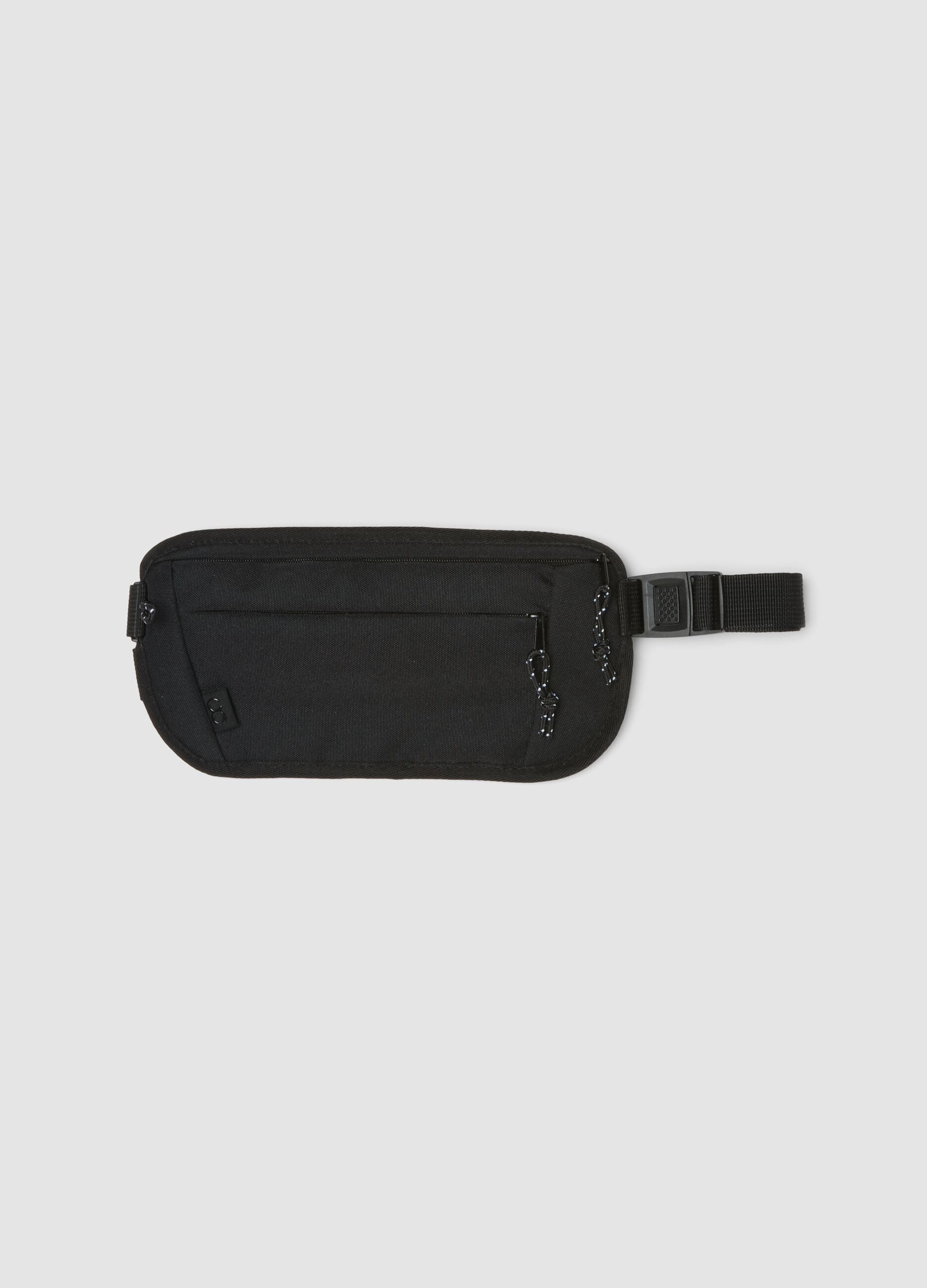 Borsa sportiva nera con cintura regolabile e doppia zip