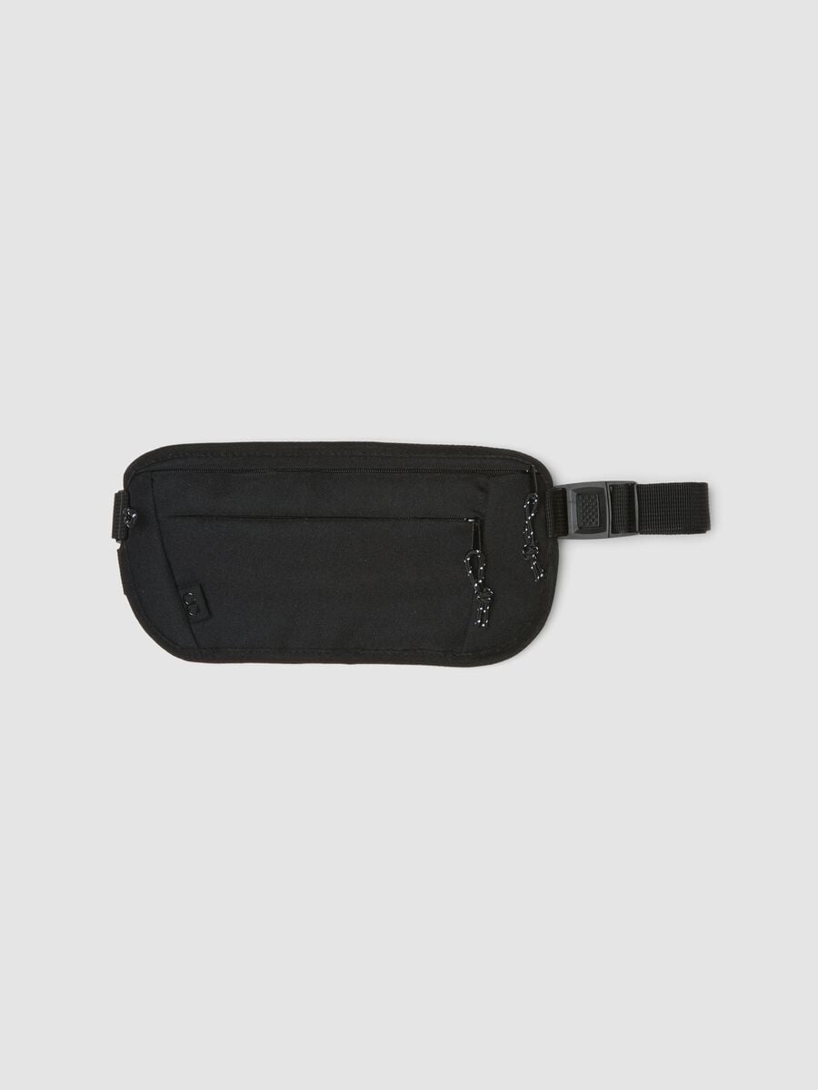Borsa sportiva nera con cintura regolabile e doppia zip_0
