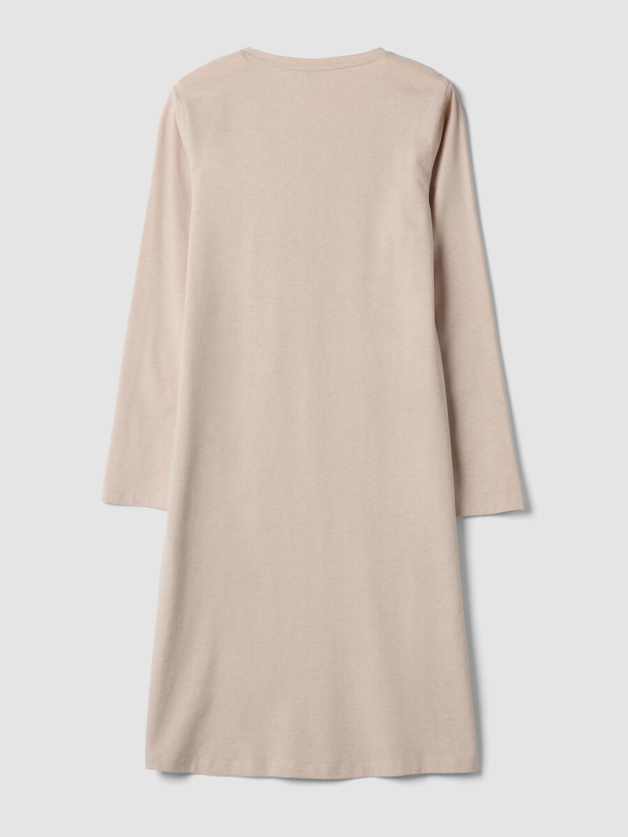 Camicia da notte beige in misto cotone organico con scollo a V_2