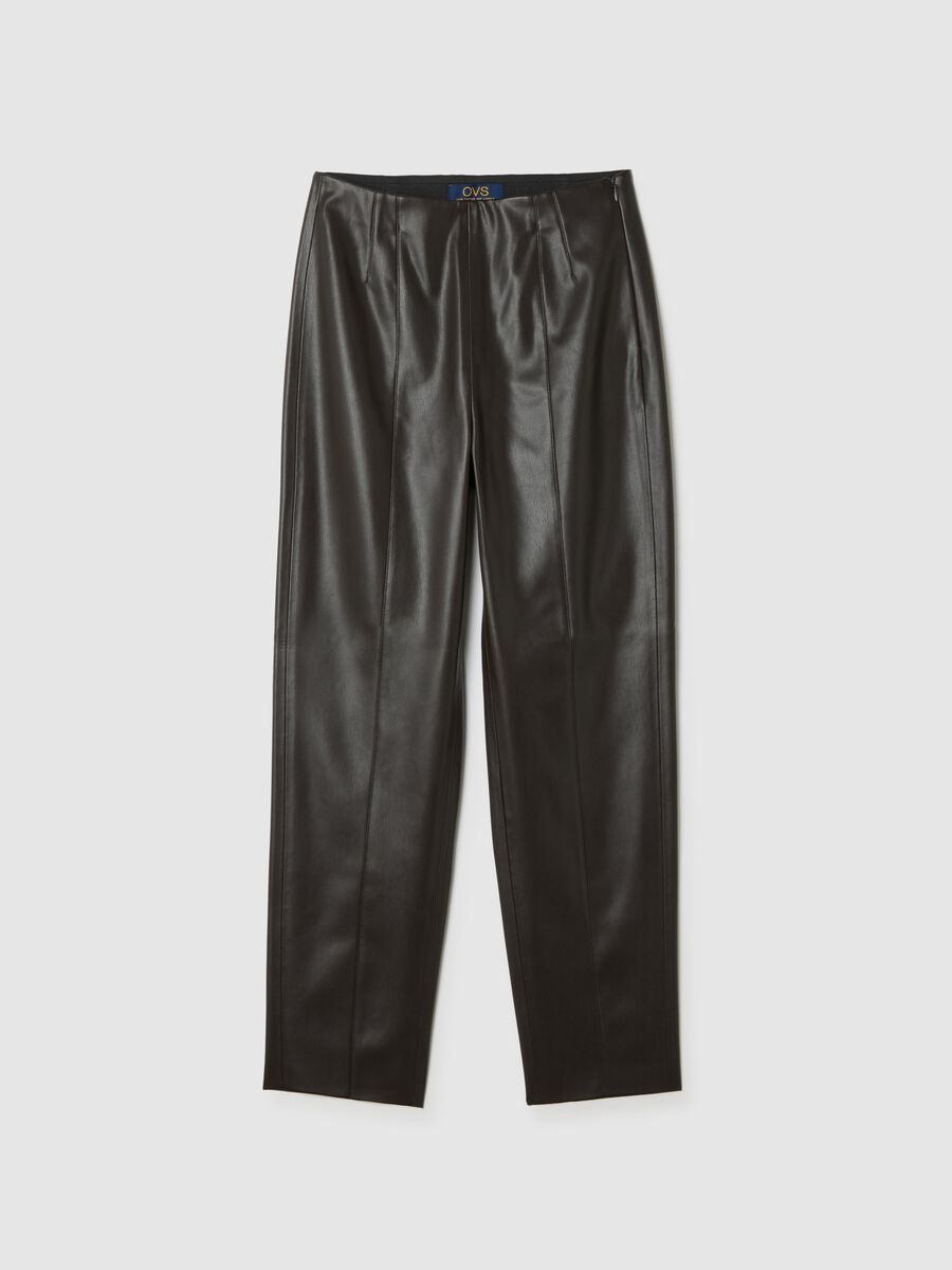 Black slim fit patent effect leggings_4