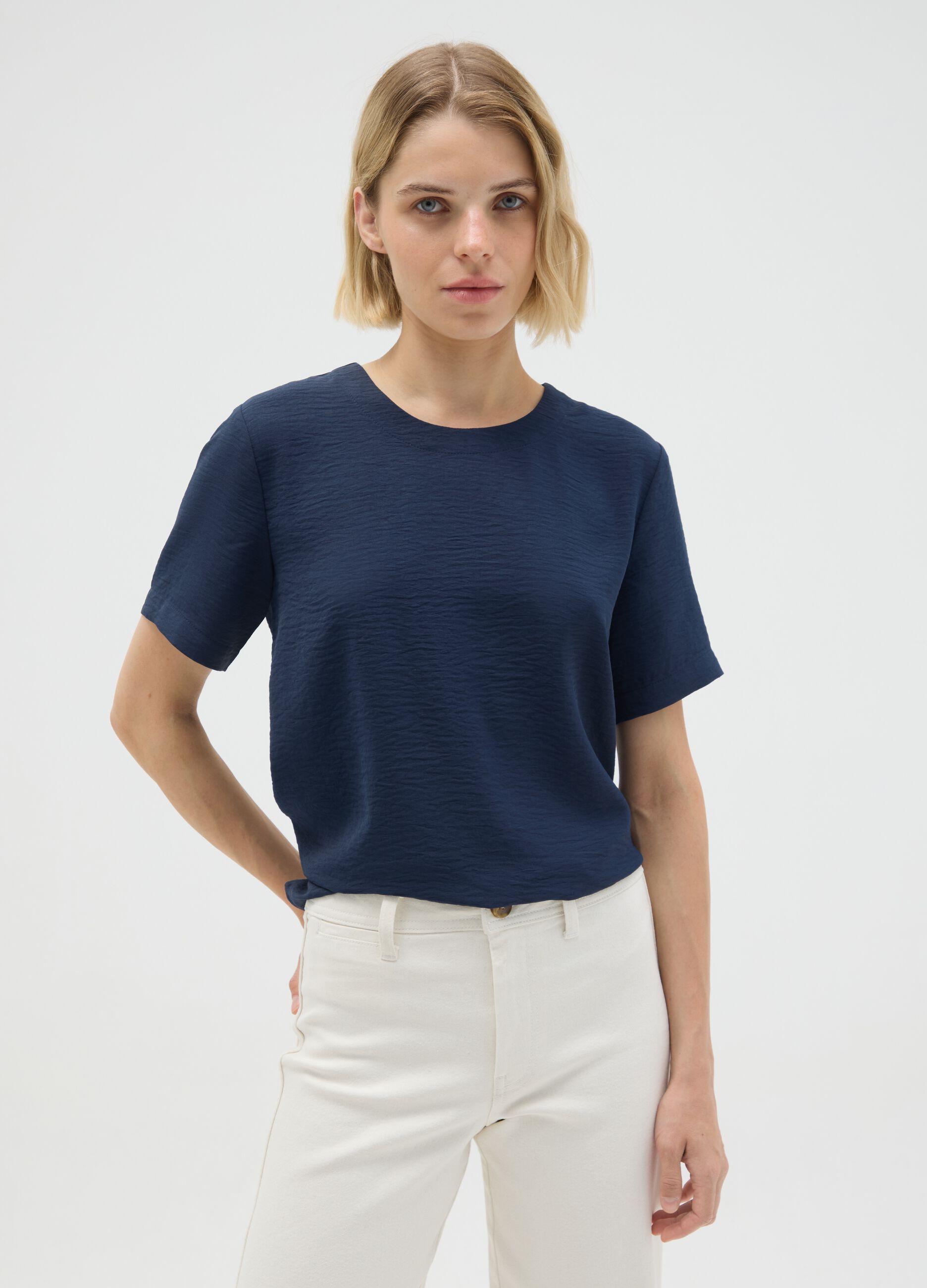 T-shirt da donna blu regular fit senza chiusura