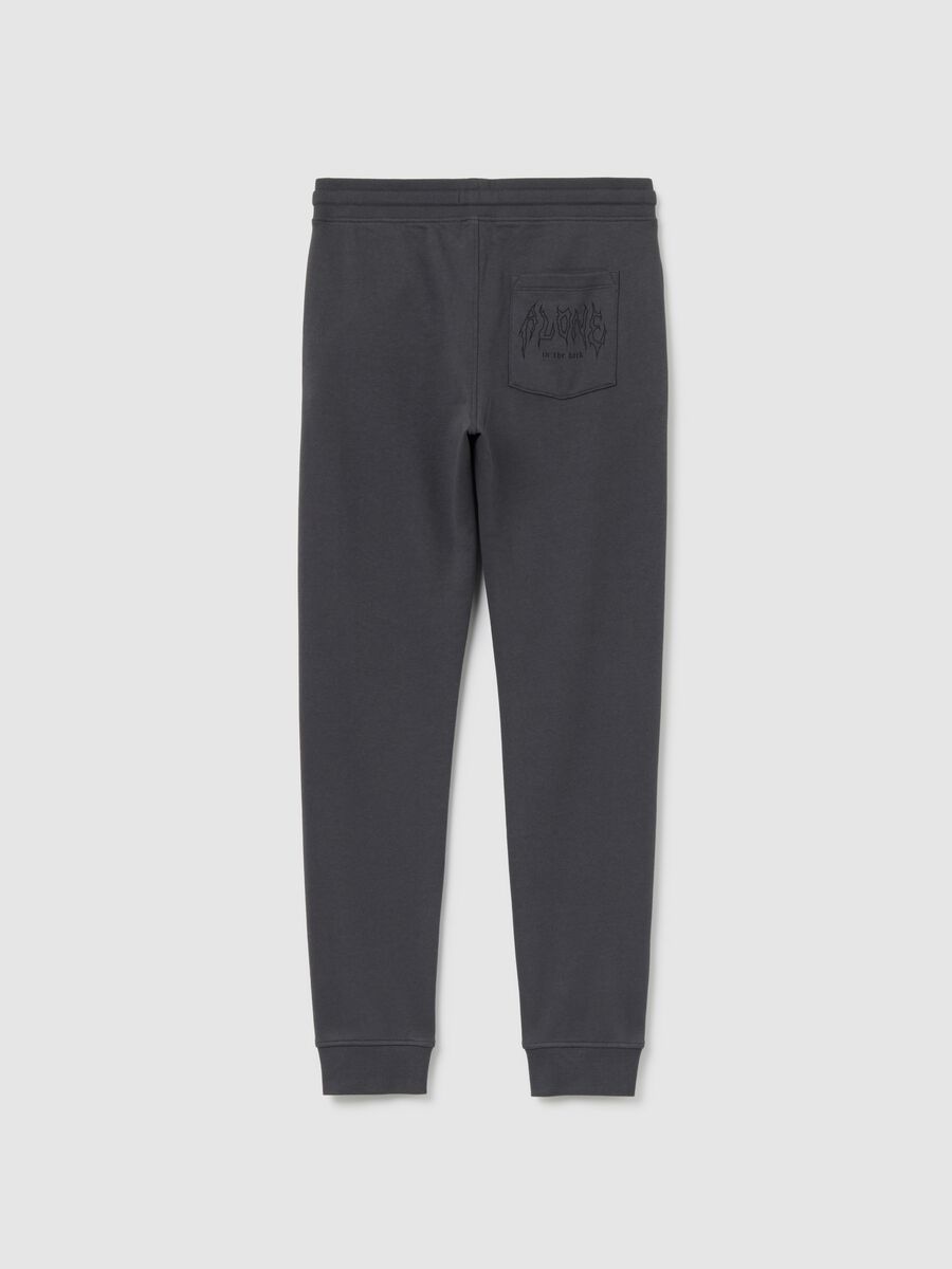 Pantaloni jogger da ragazzo in puro cotone grigio regular fit_1