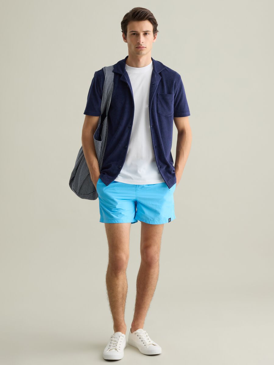 Men’s regular-fit swim boxers in light blue blend with elastic waist_0