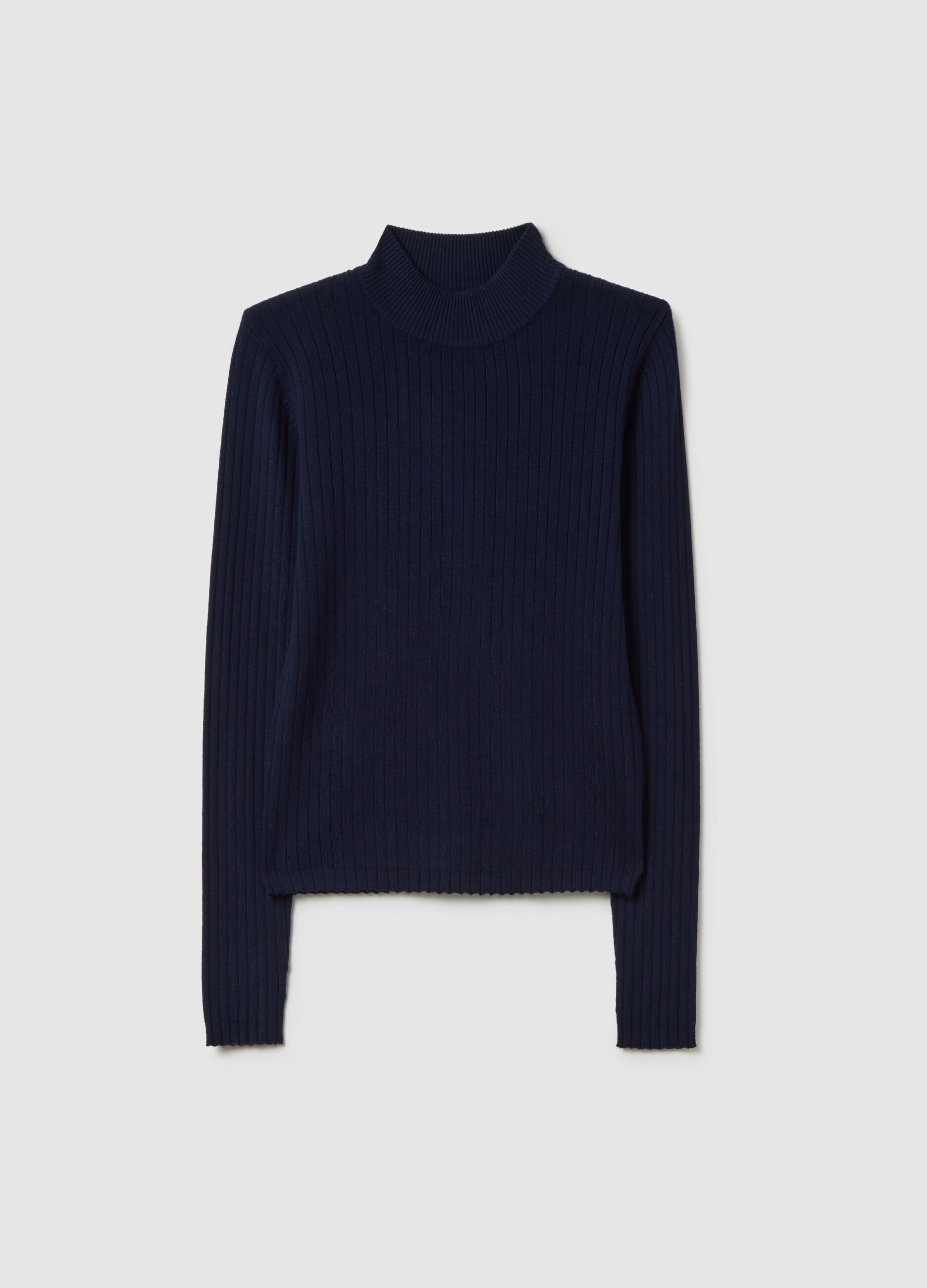 Blue fitted viscose blend sweater
