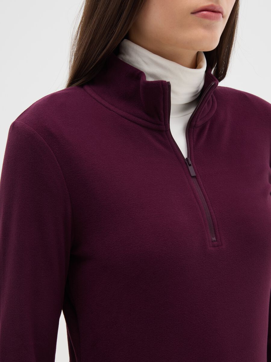Pile a collo alto rosso con mezza zip regular fit_3