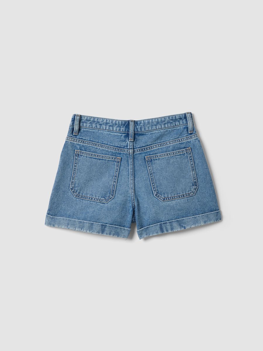 Shorts denim blu in puro cotone da ragazza regular fit_4