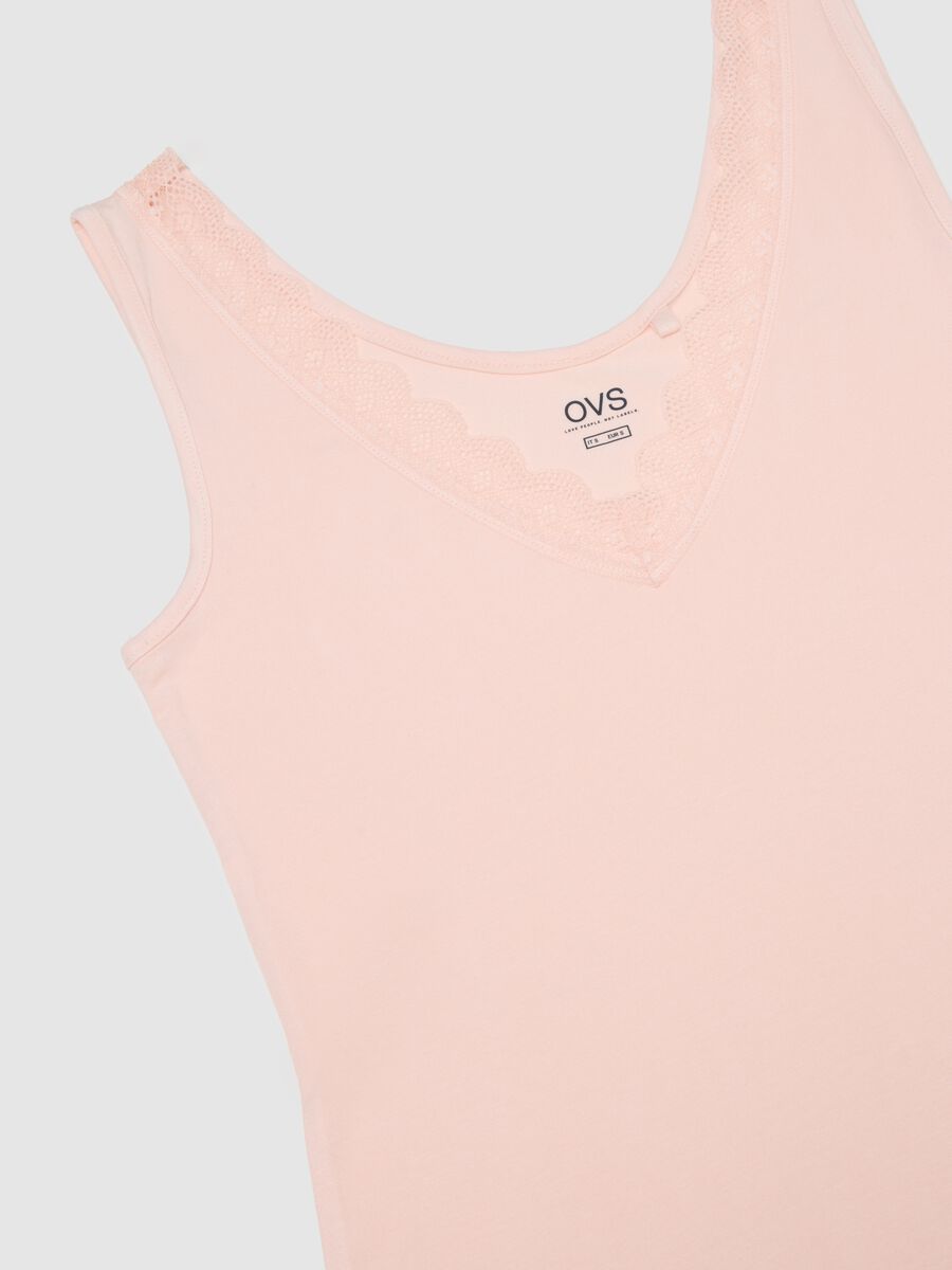 Canotta rosa con bordo in pizzo regular fit_5