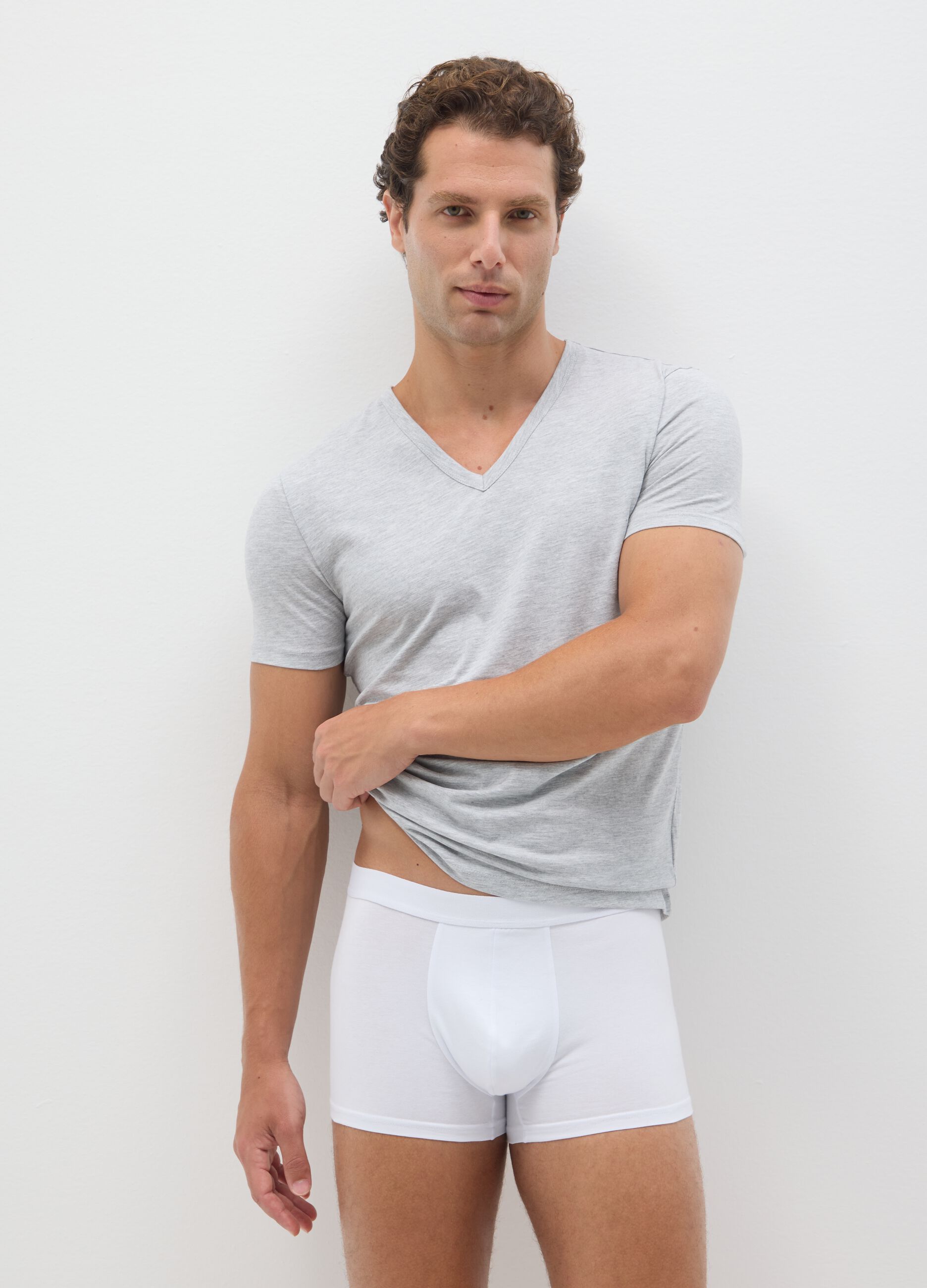 Set of stretch cotton white boxers
