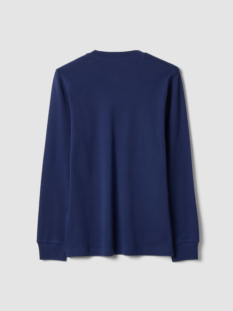 T-shirt blu in puro cotone con girocollo_2